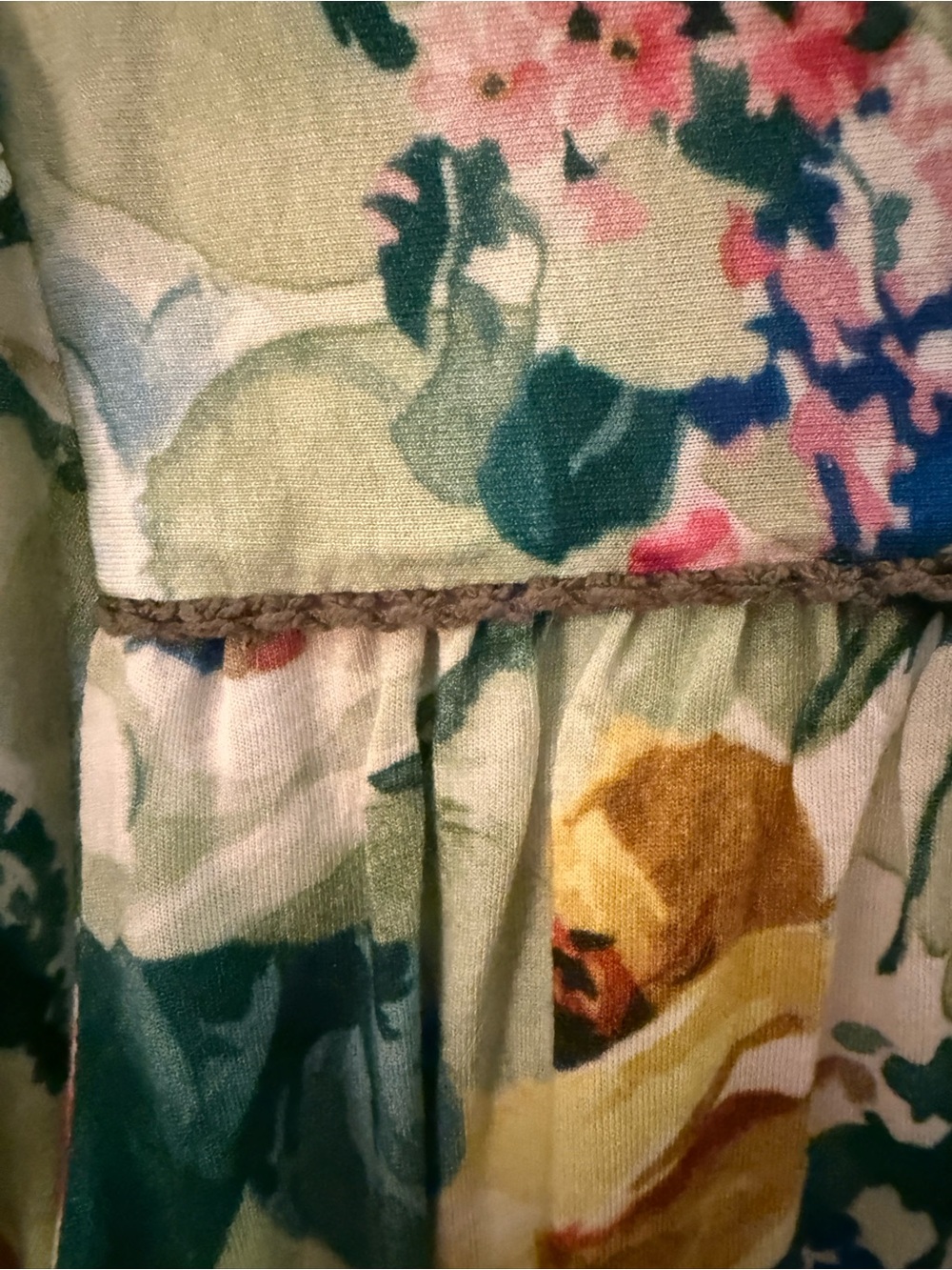 Anthropologie Floral Embroidered V-Neck Peasant Top - Green Multi. - Picture 9 of 10